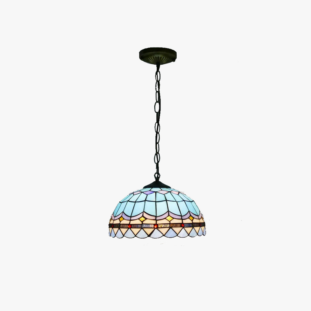 Arisha Retro LED Pendelleuchte Blau Metall Glas Esszimmer