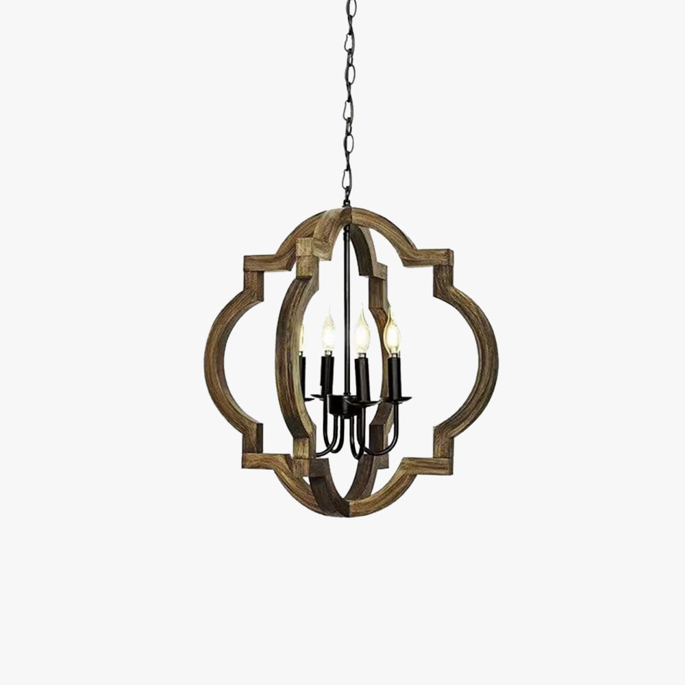 Silva Vintage LED Kronleuchter Schwarz Metall/Holz Wohnzimmer/Schlafzimmer