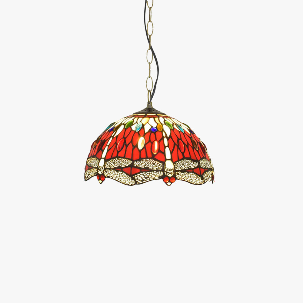 Arisha Vintage LED Pendelleuchte Rotes Glas Wohnzimmer/Schlafzimmer