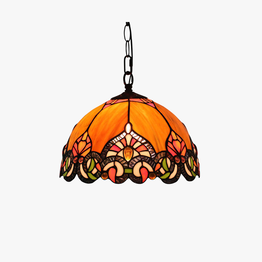 Arisha Vintage Dom Pendelleuchte Orange Buntglas Wohnzimmer
