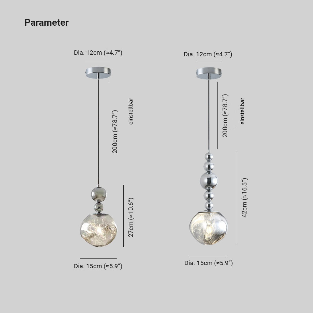 Valentina Retro LED Pendelleuchte Chrom Metall/Acryl Schlafzimmer