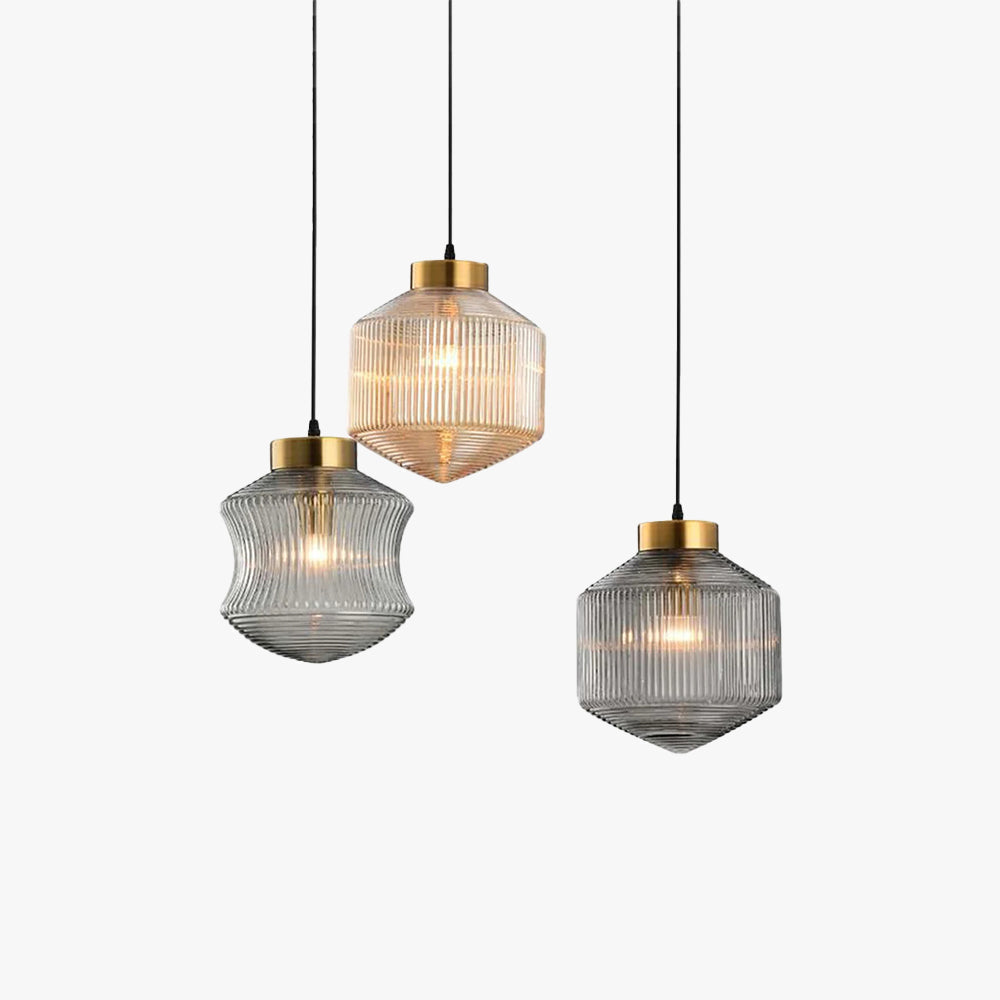 Valentina Modern LED Pendelleuchte Rauch Grau Glas Schlafzimmer