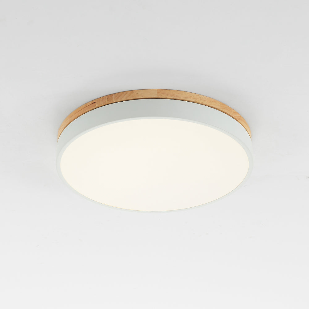 Aria Modern LED Deckenleuchte Rund, Weiß/Gelb/Grün/Grau, Schlafzimmer, Metall Holz