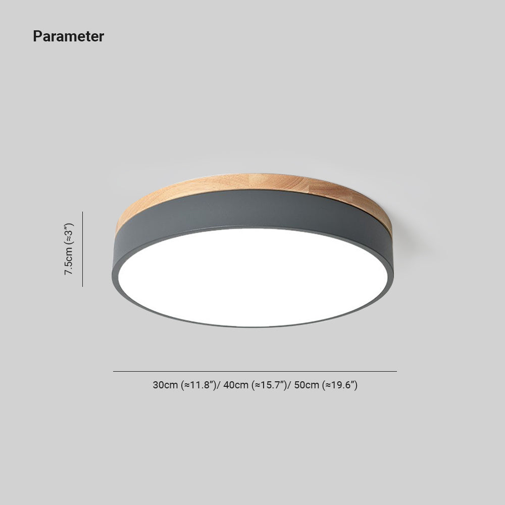 Aria Modern LED Deckenleuchte Rund, Weiß/Gelb/Grün/Grau, Schlafzimmer, Metall Holz