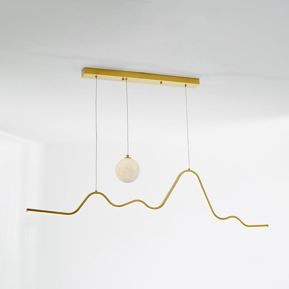 Arisha Minimalistische Gewellte Metall Pendelleuchte, Schwarz/Weiß/Gold