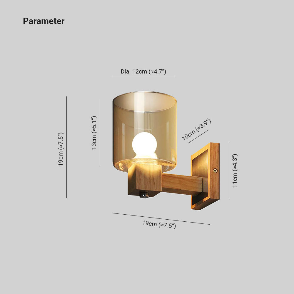 Arisha Mini-Wandleuchte, Holz & Glas für Wohnzimmer