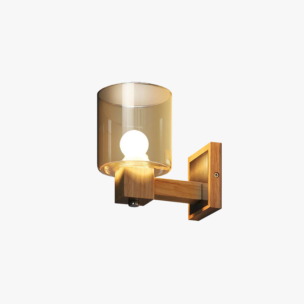 Arisha Mini-Wandleuchte, Holz & Glas für Wohnzimmer