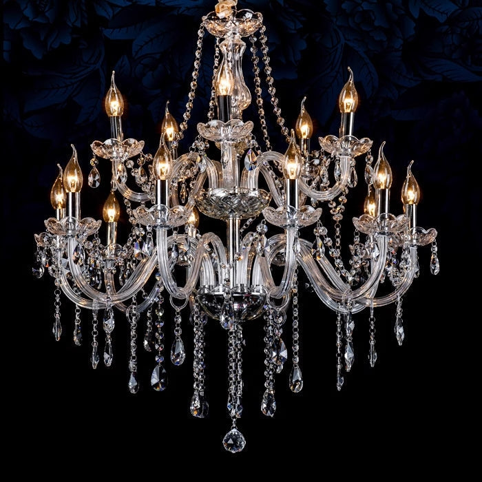 Silva Vintage LED Kronleuchter Kerzenform Klar Wohn/Esszimmer Glas 6/8/10/12/15/18-flammig