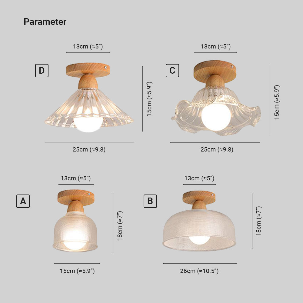 Arisha Modern LED Deckenleuchte Klar Wohn/Schlaf/Ess/Kinderzimmer Holz&Glas