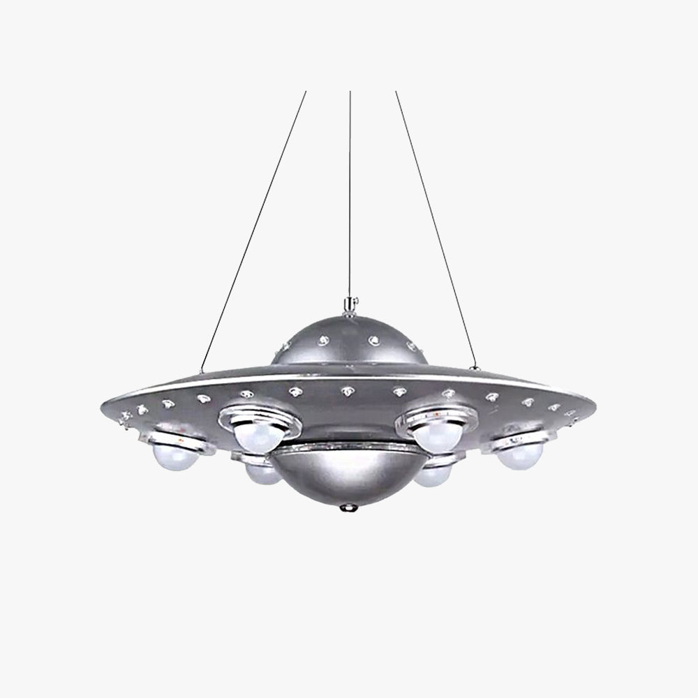 Silva Design UFO LED Pendelleuchte Silber Schlaf/Kinderzimmer Metall&Glas ∅ 50CM