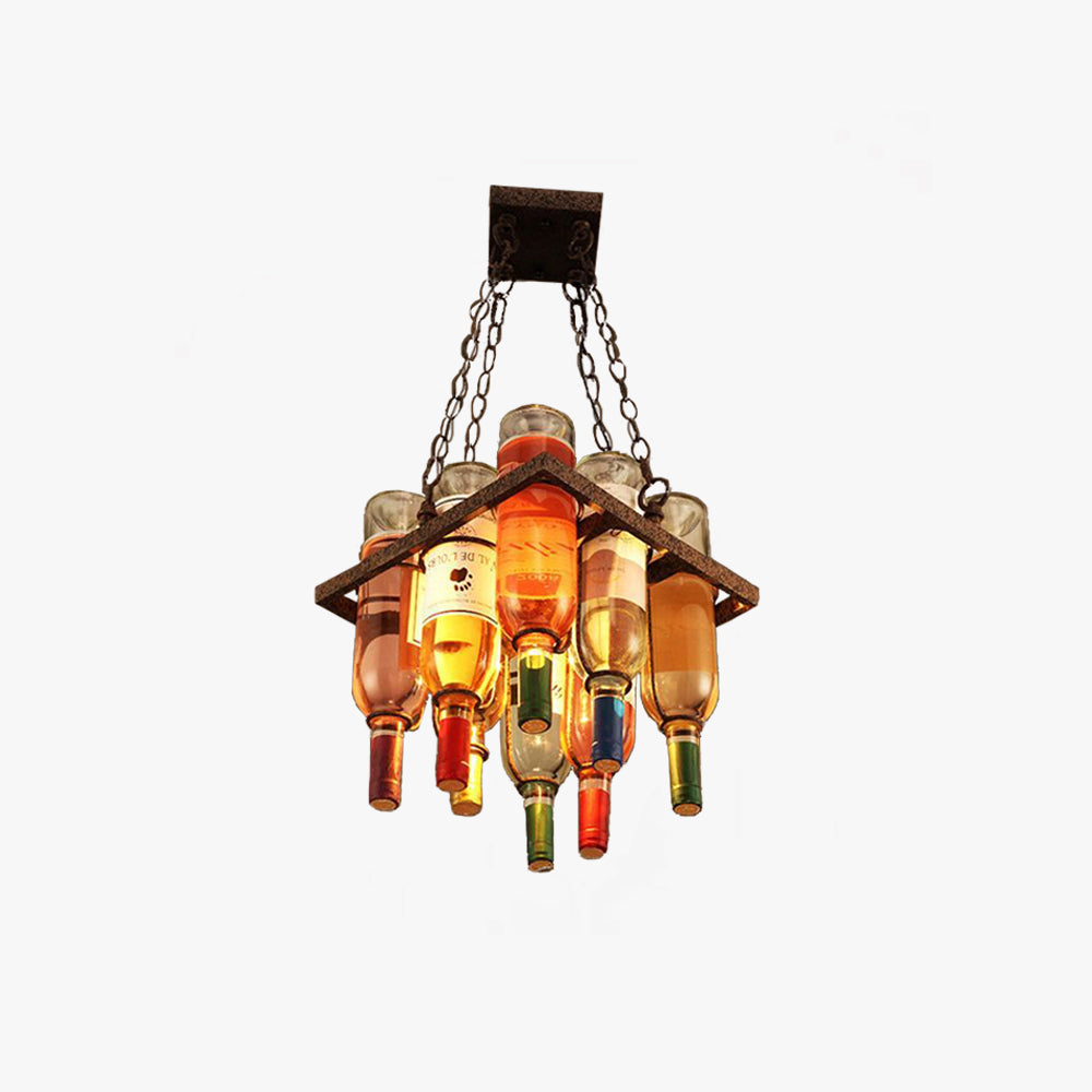 Valentina Antik Pendelleuchte, Weinflasche, Metall/Glas, Farbenfroh, Schlafzimmer