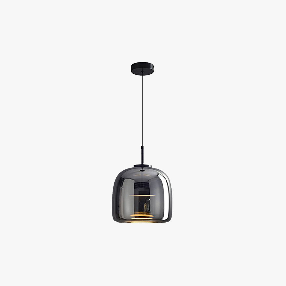 Valentina Modern LED Pendelleuchte Schale Wohnzimmer Schlafzimmer, Schwarz, Glas