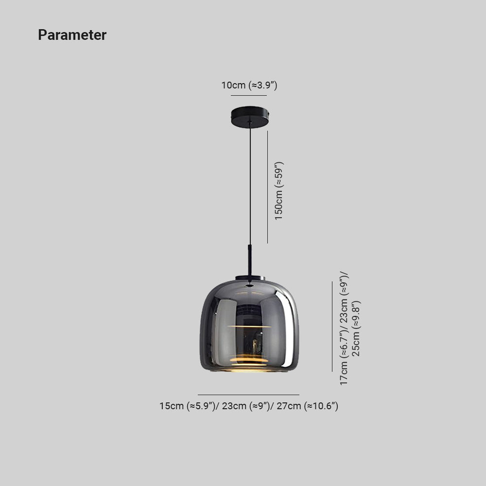 Valentina Modern LED Pendelleuchte Schale Wohnzimmer Schlafzimmer, Schwarz, Glas