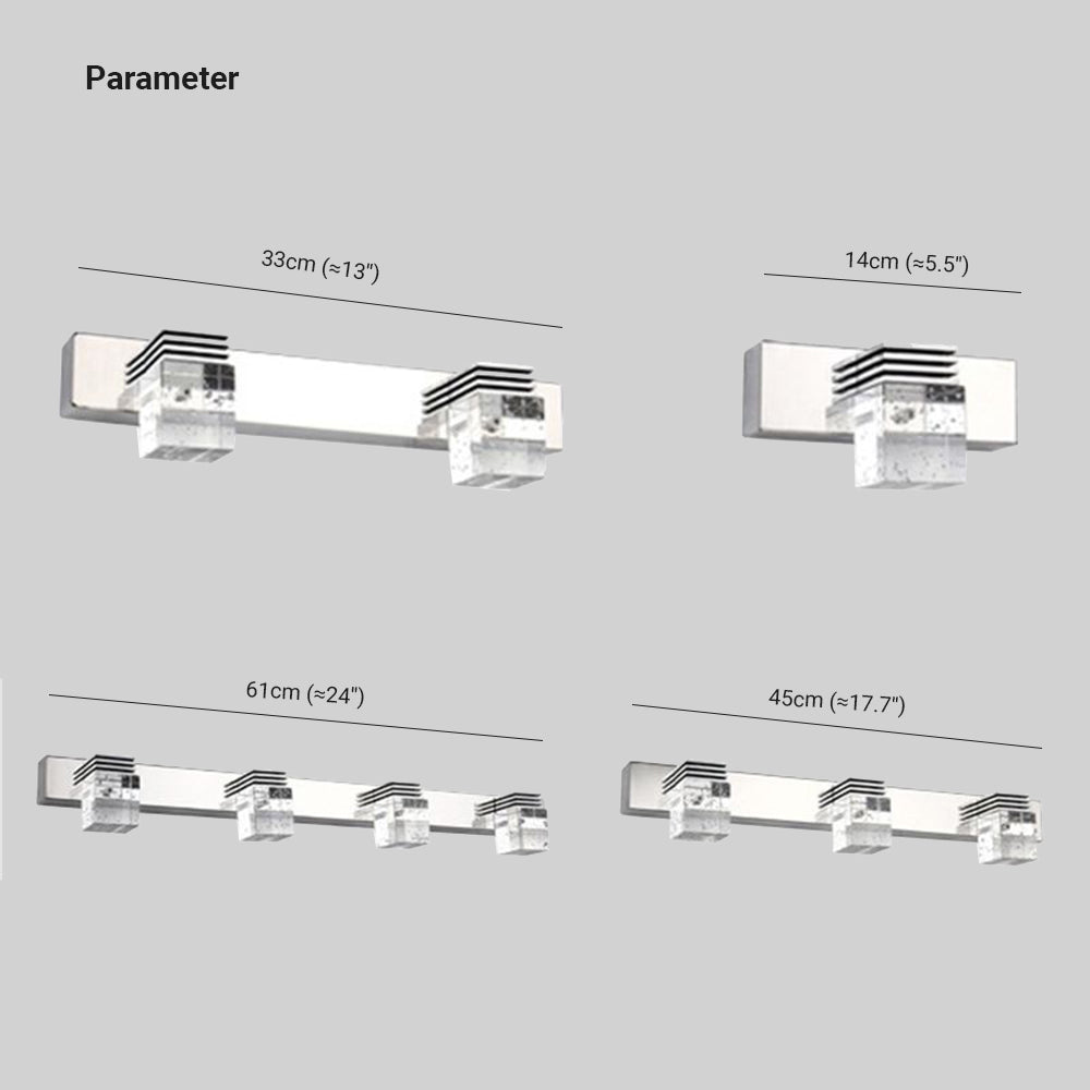 Arisha Modern Quadratisch LED Wandleuchte Silber Schlaf/Badezimmer Metall Kristall