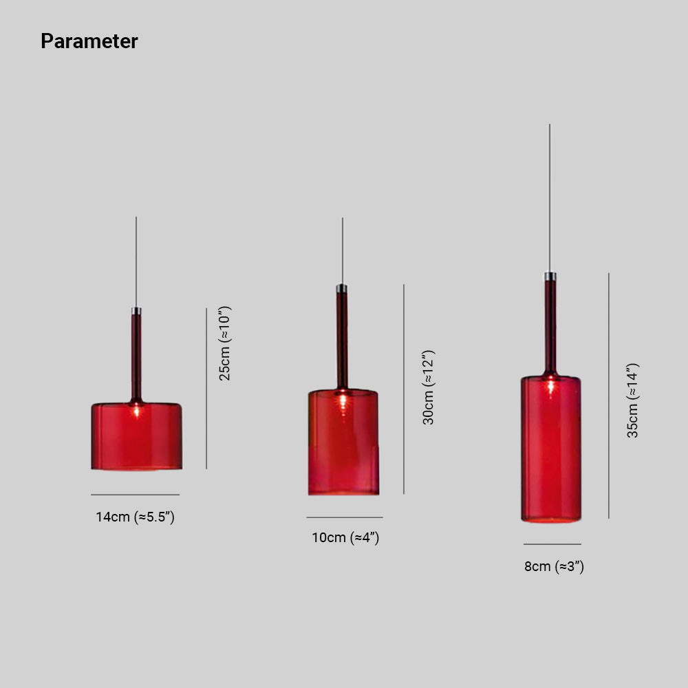 Aria Modern Zylinder LED Pendelleuchte Klar/Rot/Orange/Grau Esstisch Glas