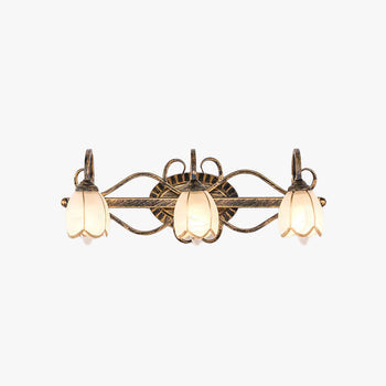 Arisha Retro Blume LED Wandlampe Messing Wohn/Schlafzimmer Metall/Glas