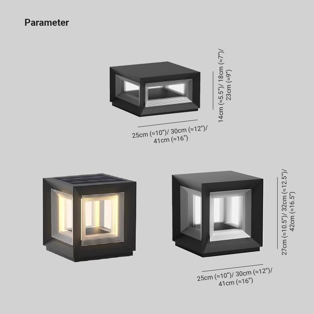 Ray Zeitgenössische LED Außenlampen Würfel, Schwarz, Garten, Metall