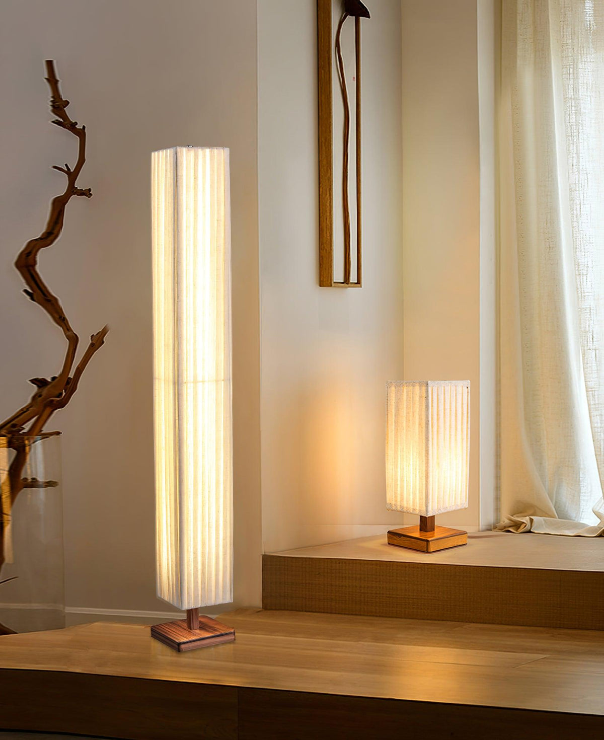 Vesolyre Japandi Stoff-Stehleuchte Beige