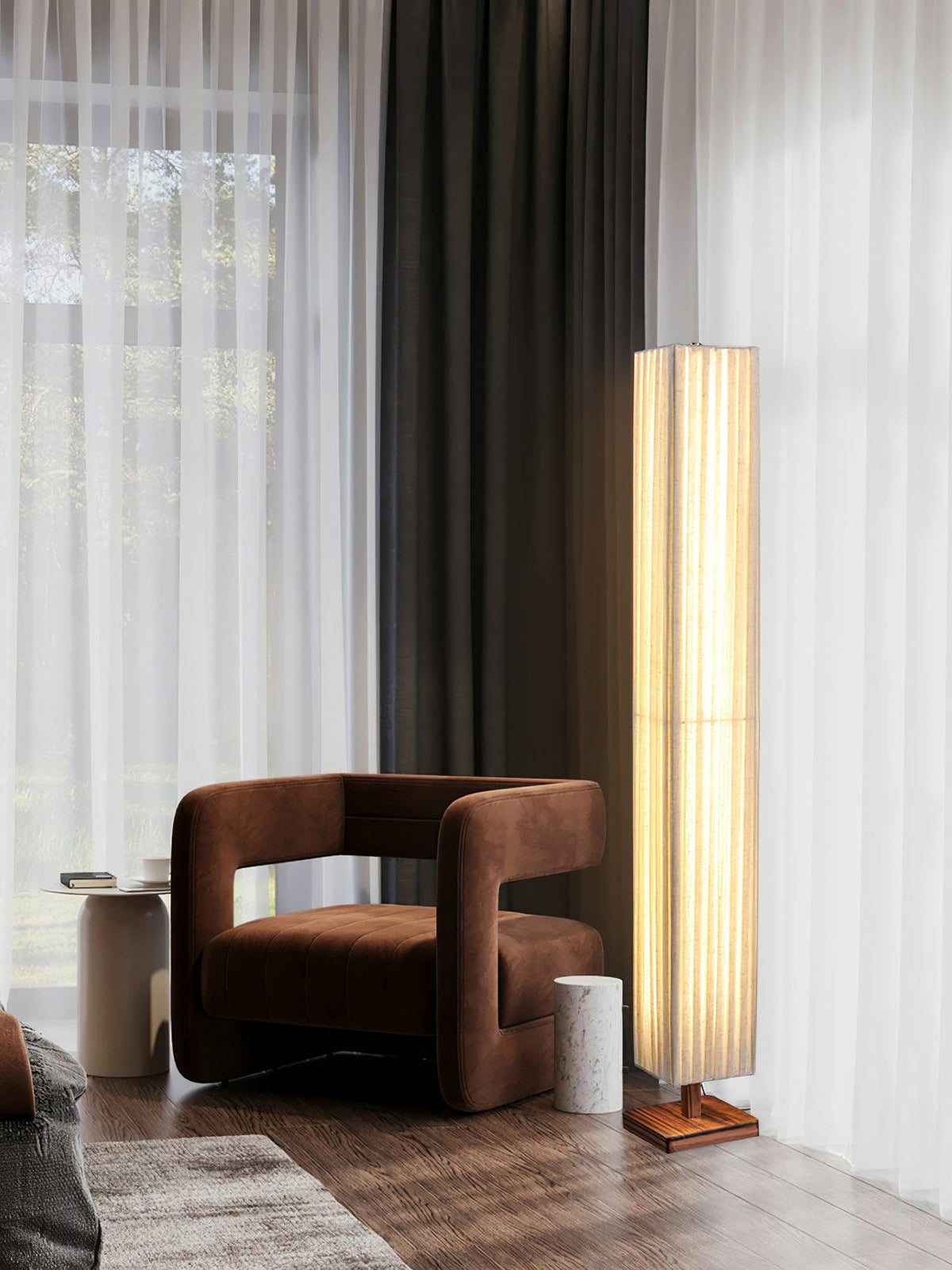 Vesolyre Japandi Stoff-Stehleuchte Beige
