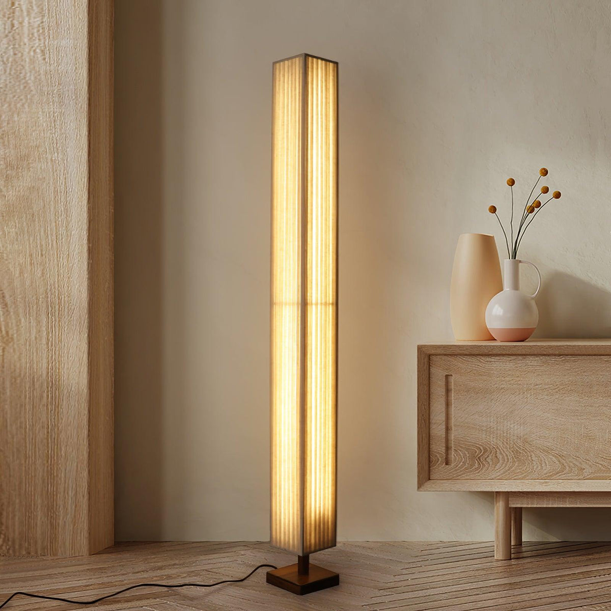 Vesolyre Japandi Stoff-Stehleuchte Beige