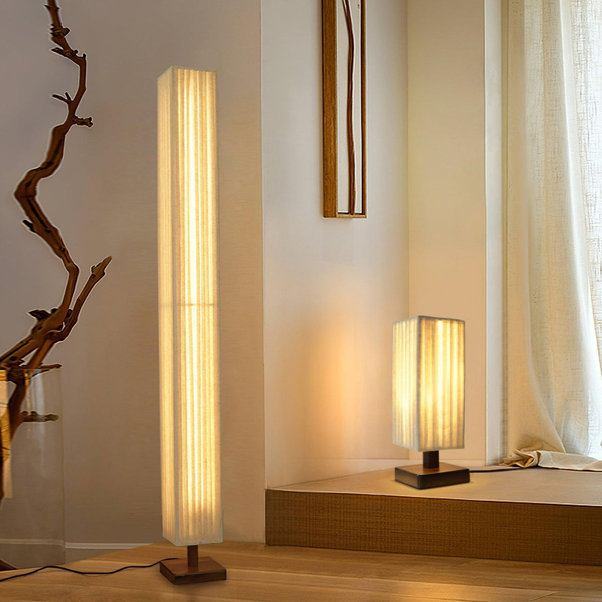 Vesolyre Japandi Stoff-Stehleuchte Beige