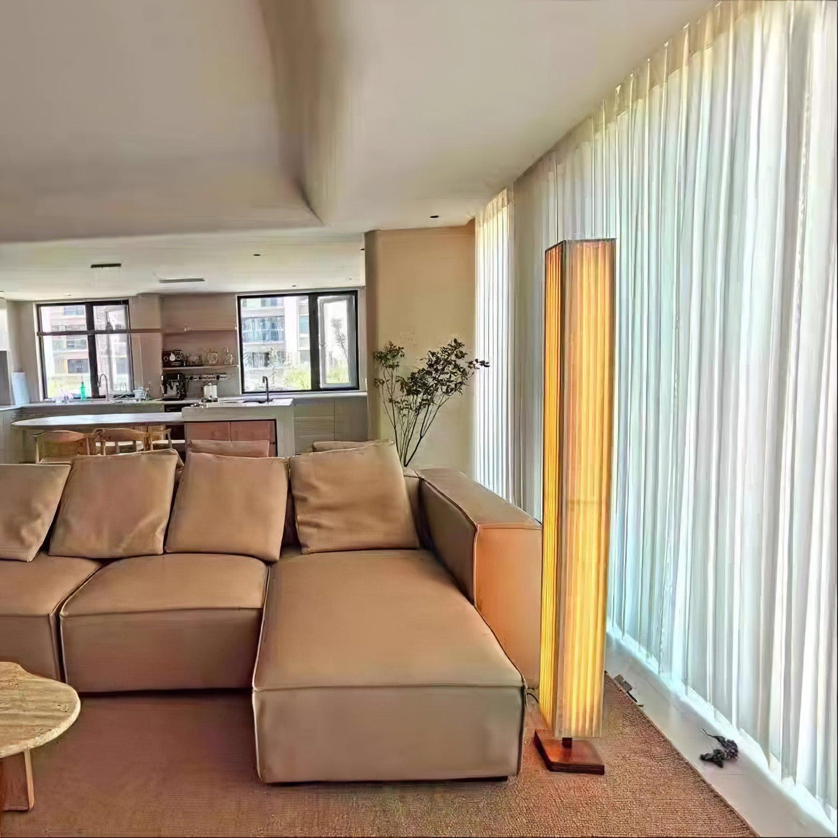 Vesolyre Japandi Stoff-Stehleuchte Beige