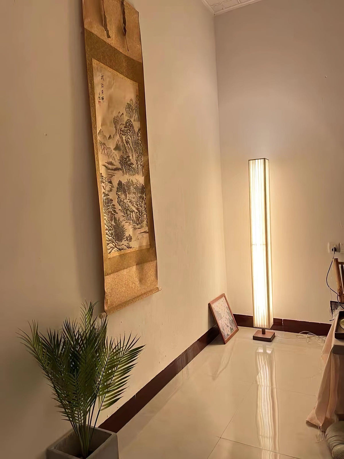 Vesolyre Japandi Stoff-Stehleuchte Beige