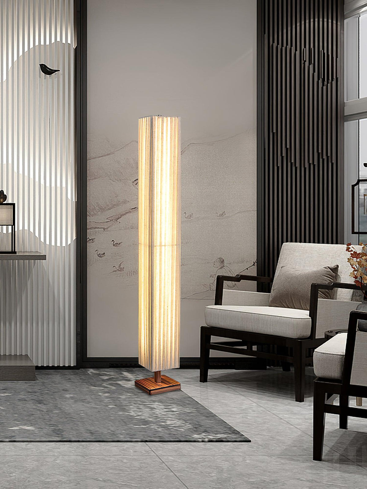 Vesolyre Japandi Stoff-Stehleuchte Beige