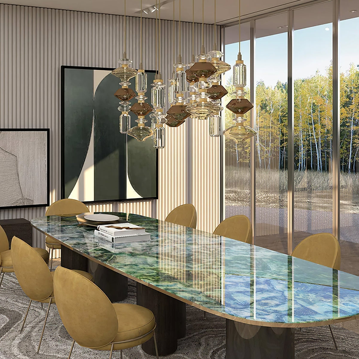 Veliora Pendelleuchte aus Glas luxuriös für Wohnzimmer | Cielum