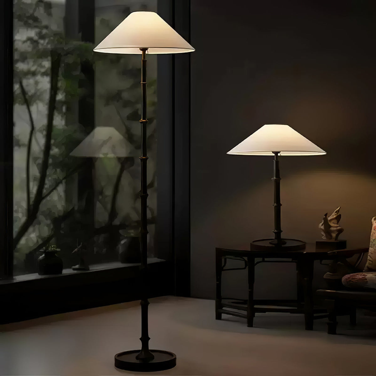 Zen Stehleuchte aus Bambus mit Knotendesign