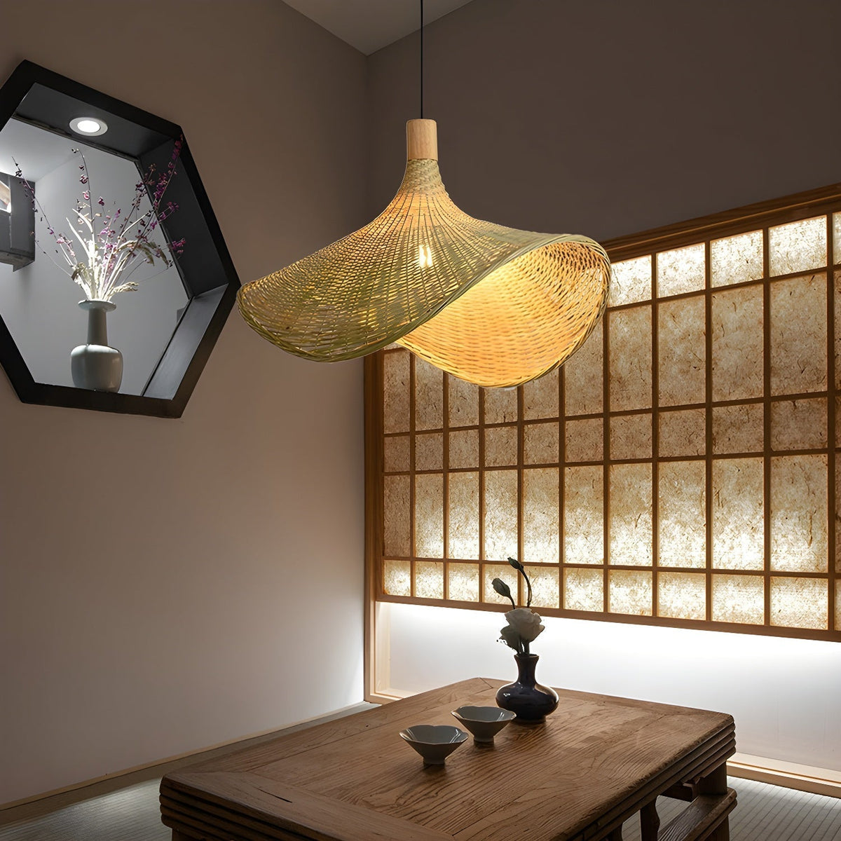 Marona Rattan Vintage Pendelleuchte
