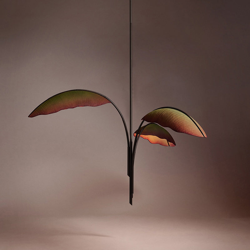 Rauduvyu Kronleuchter modern minimalistisch Leaf Schwarz Metall