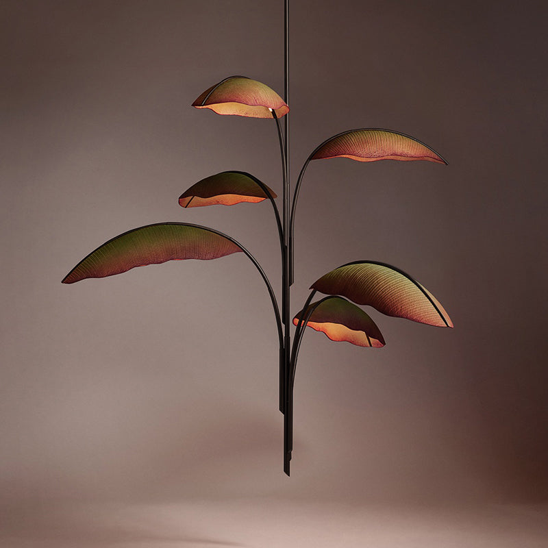 Rauduvyu Kronleuchter modern minimalistisch Leaf Schwarz Metall