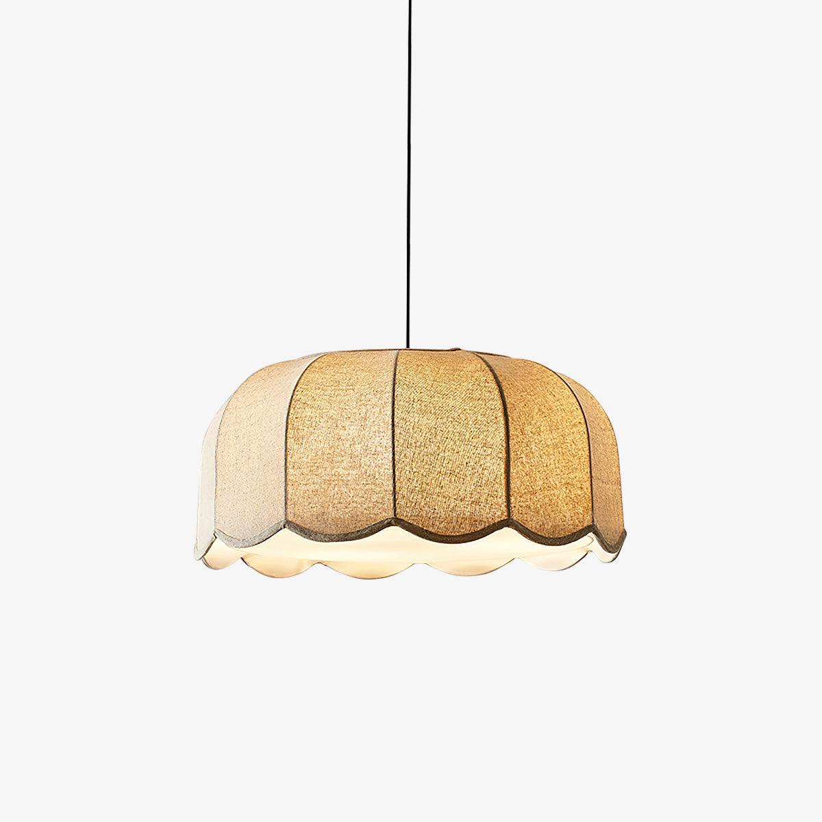 Linoaya Pendelleuchte aus Stoff im rustikalen Stil in Beige