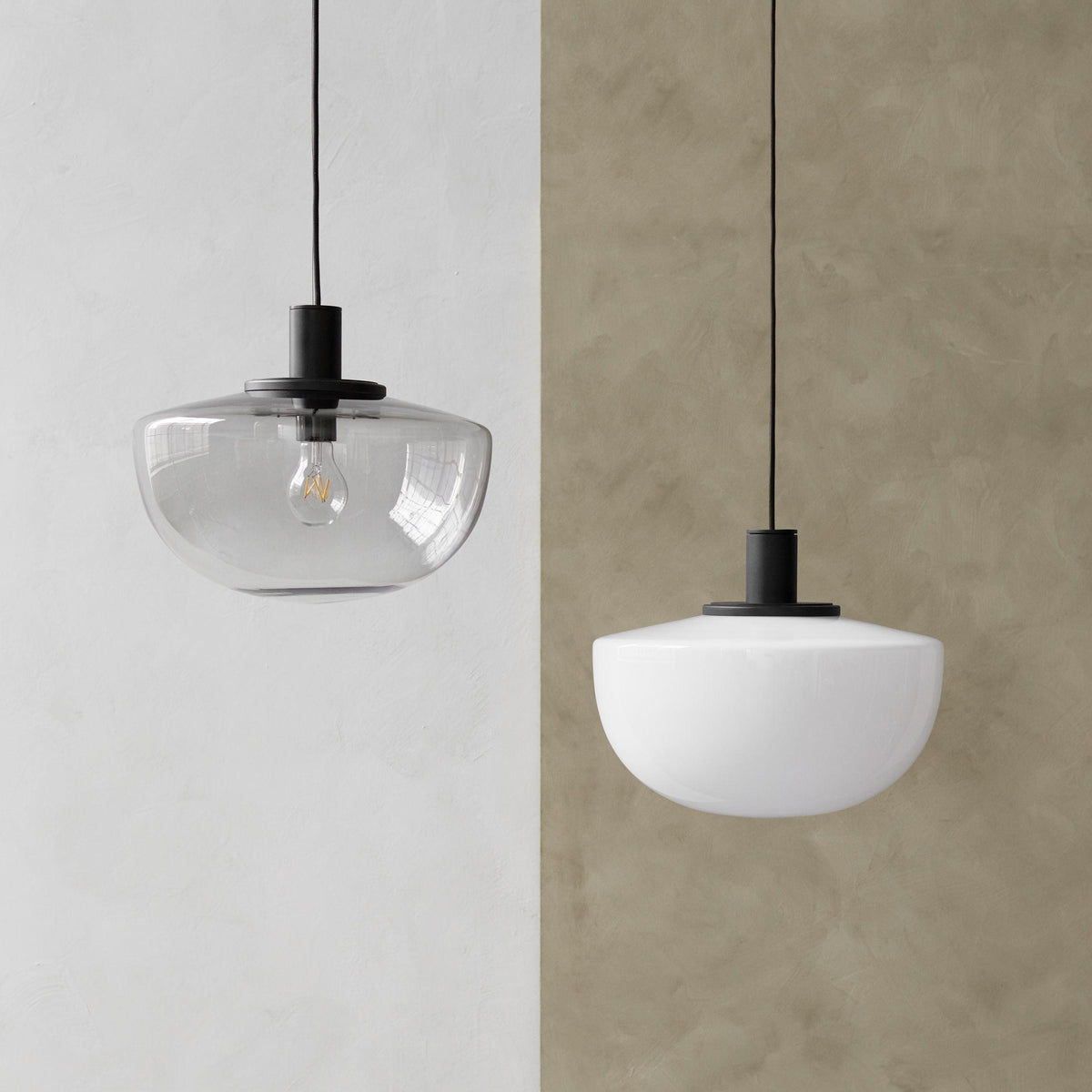 Pendelleuchte aus Glas Kuppel Metallmontage Minimalistisch Entspannend