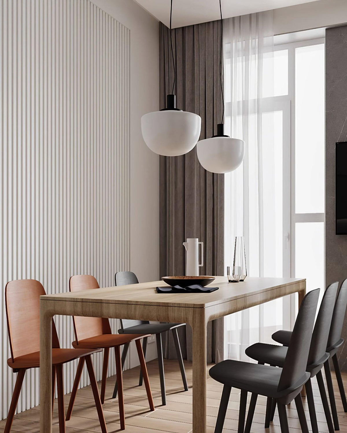 Pendelleuchte aus Glas Kuppel Metallmontage Minimalistisch Entspannend