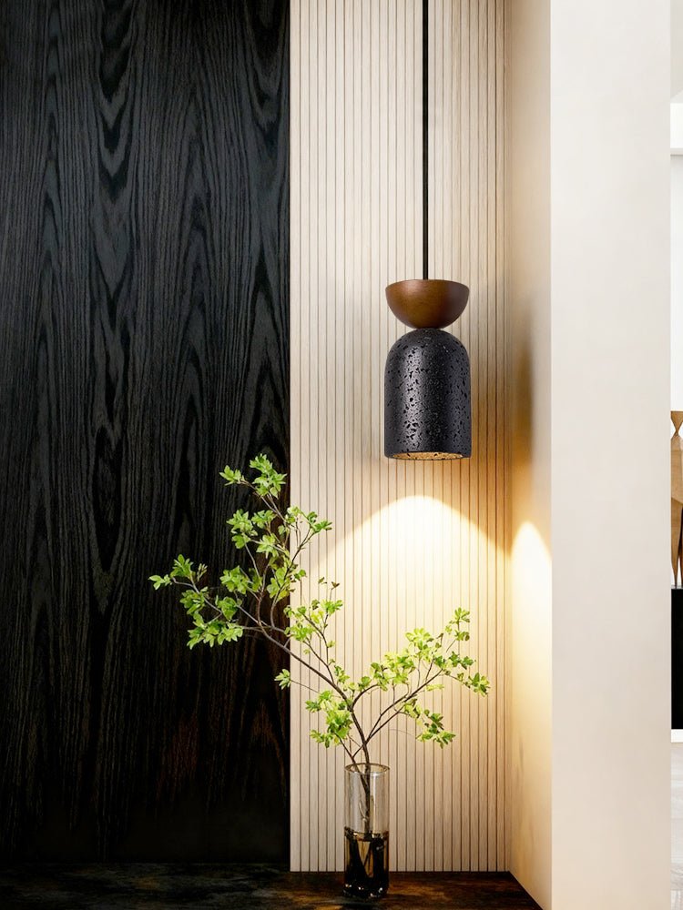 Iris Focused Schwarz Travertine Pendelleuchte