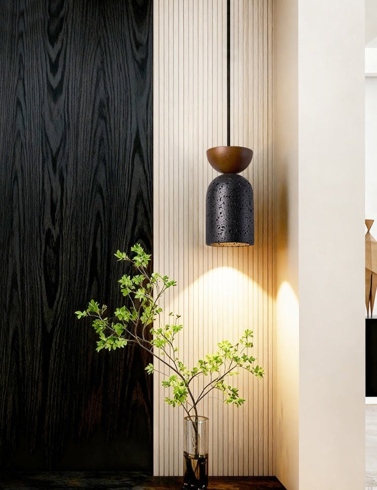 Iris Focused Schwarz Travertine Pendelleuchte