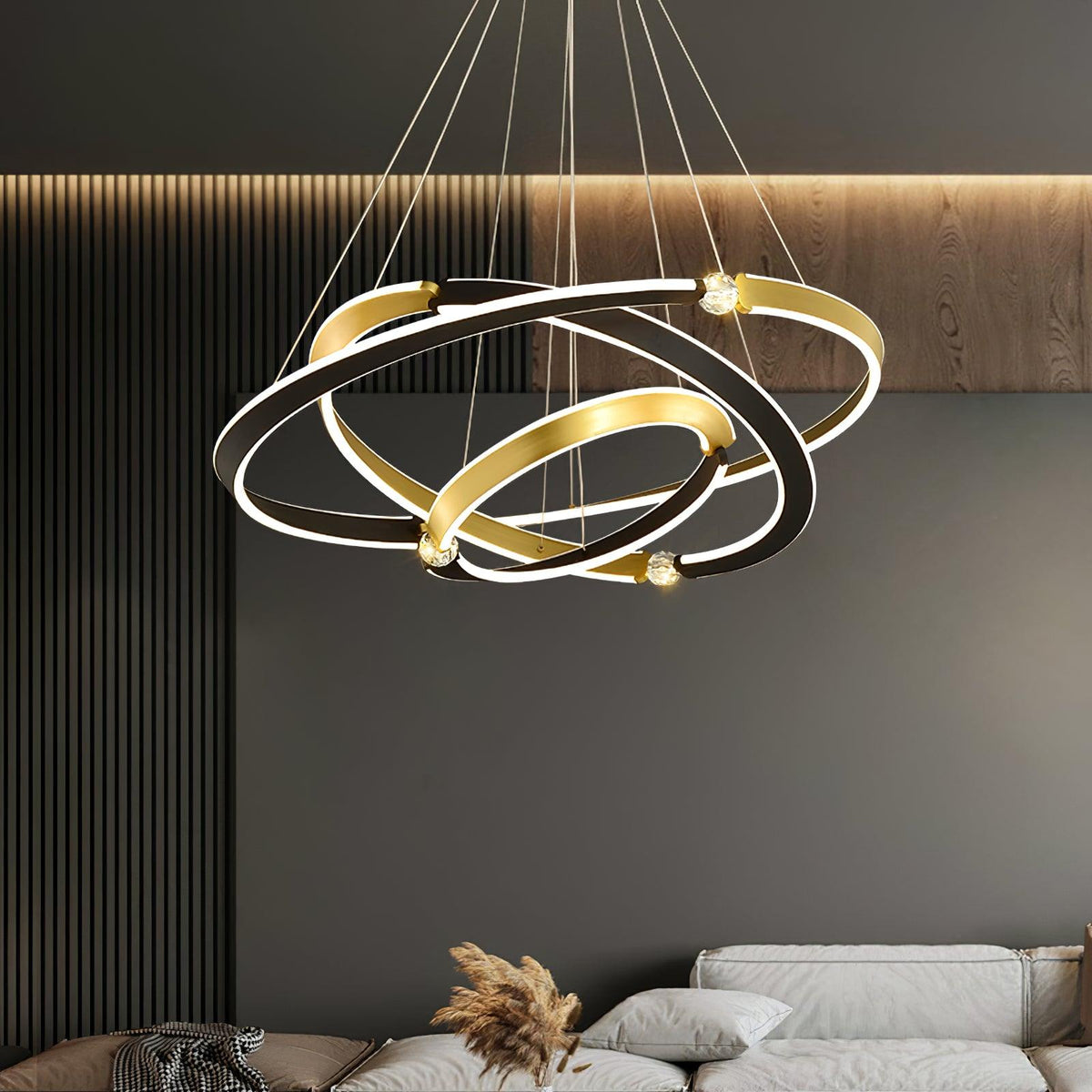 Elyerora Kronleuchter Kronleuchte Kristall Schwarz Gold Essbereich LED