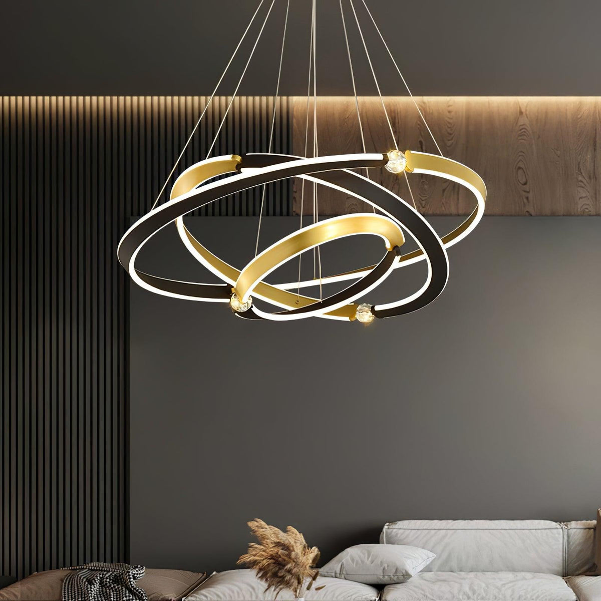 Elyerora Kronleuchter Kronleuchte Kristall Schwarz Gold Essbereich LED