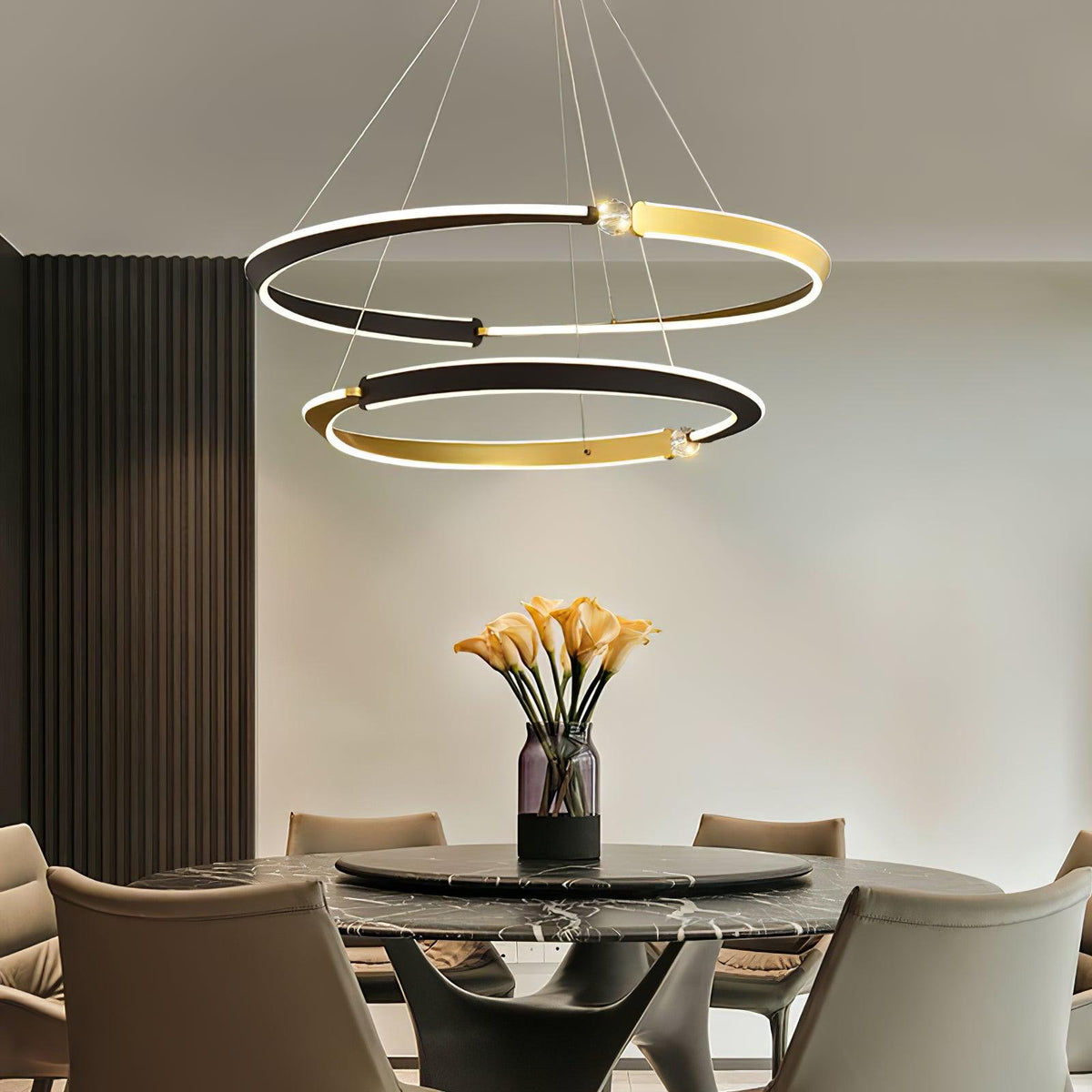 Elyerora Kronleuchter Kronleuchte Kristall Schwarz Gold Essbereich LED