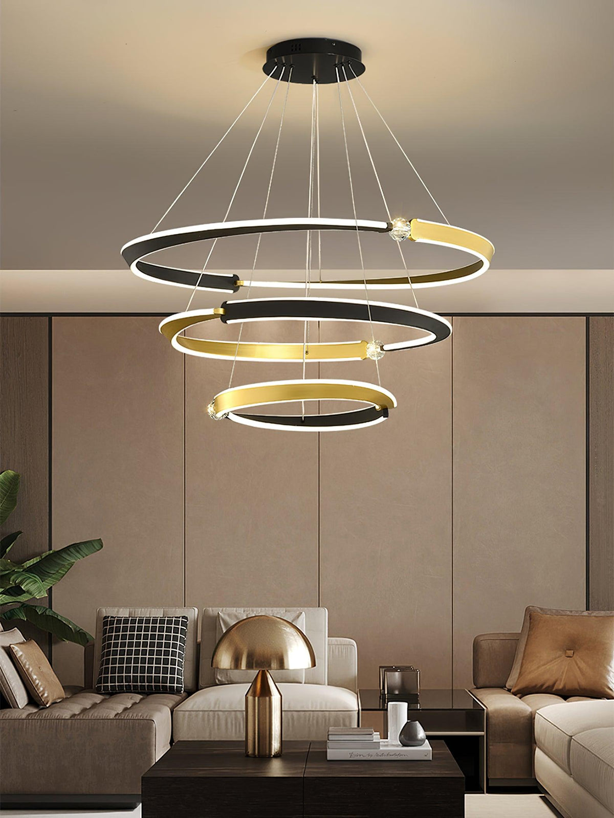 Elyerora Kronleuchter Kronleuchte Kristall Schwarz Gold Essbereich LED