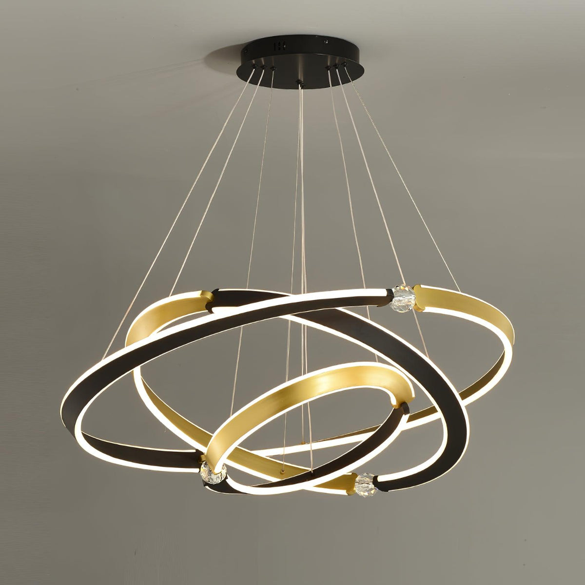 Elyerora Kronleuchter Kronleuchte Kristall Schwarz Gold Essbereich LED