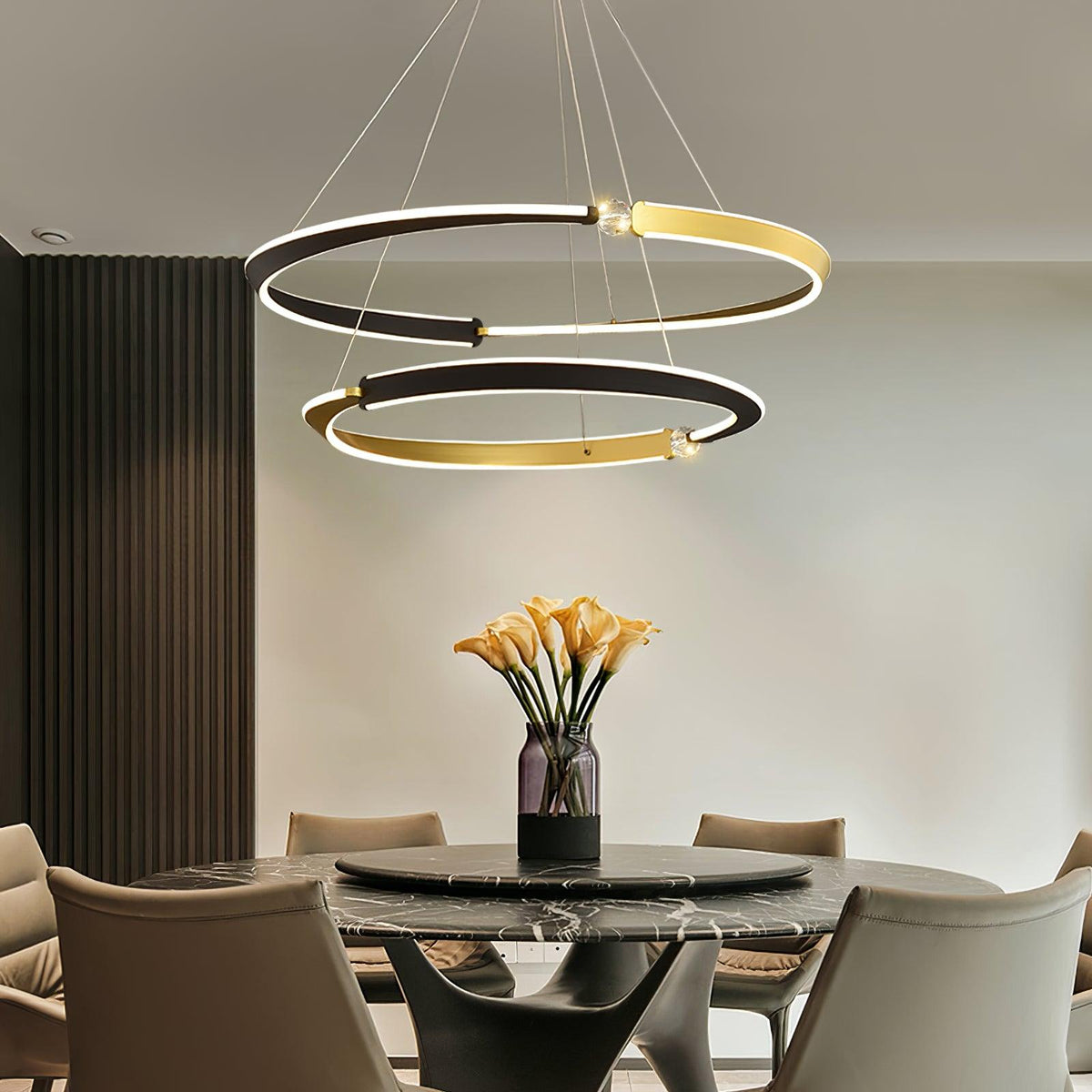 Elyerora Kronleuchter Kronleuchte Kristall Schwarz Gold Essbereich LED