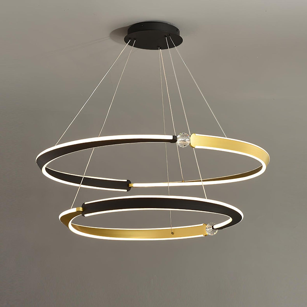 Elyerora Kronleuchter Kronleuchte Kristall Schwarz Gold Essbereich LED