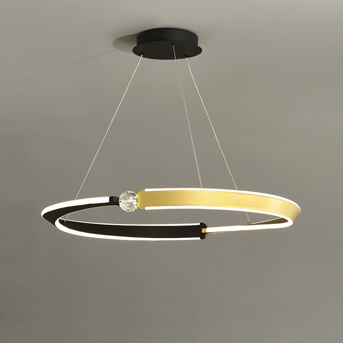 Elyerora Kronleuchter Kronleuchte Kristall Schwarz Gold Essbereich LED