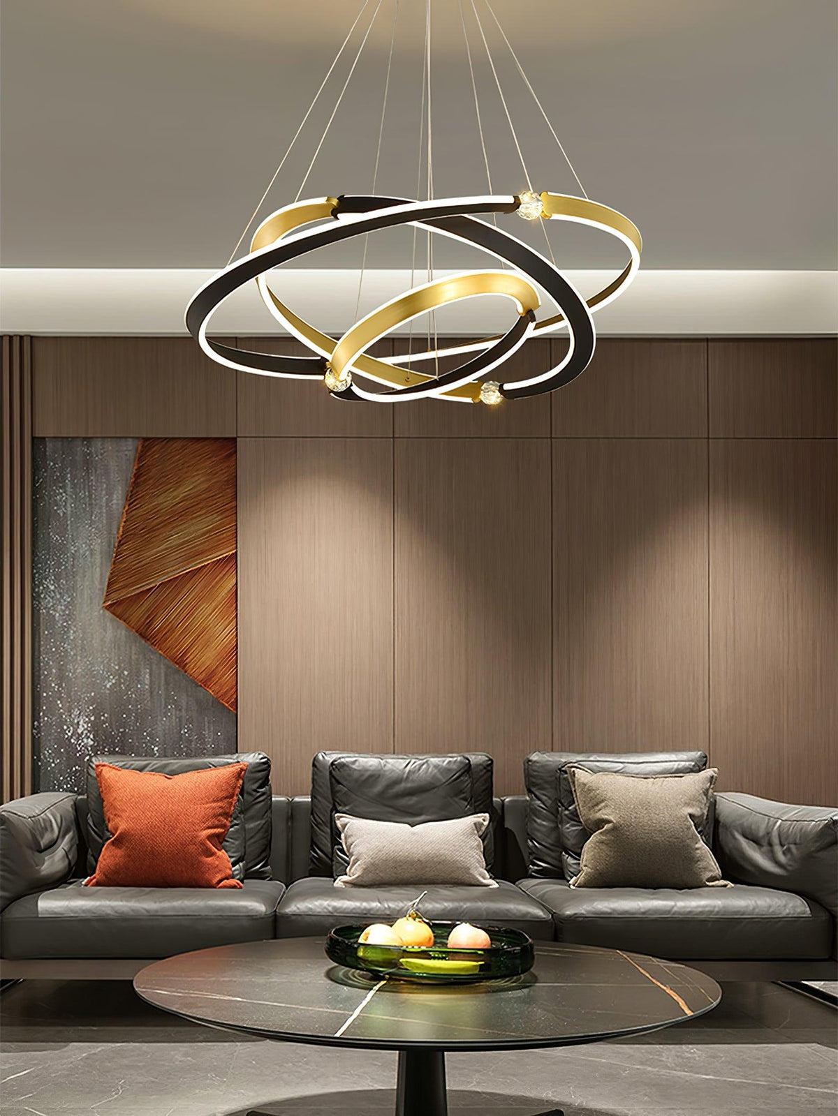 Elyerora Kronleuchter Kronleuchte Kristall Schwarz Gold Essbereich LED