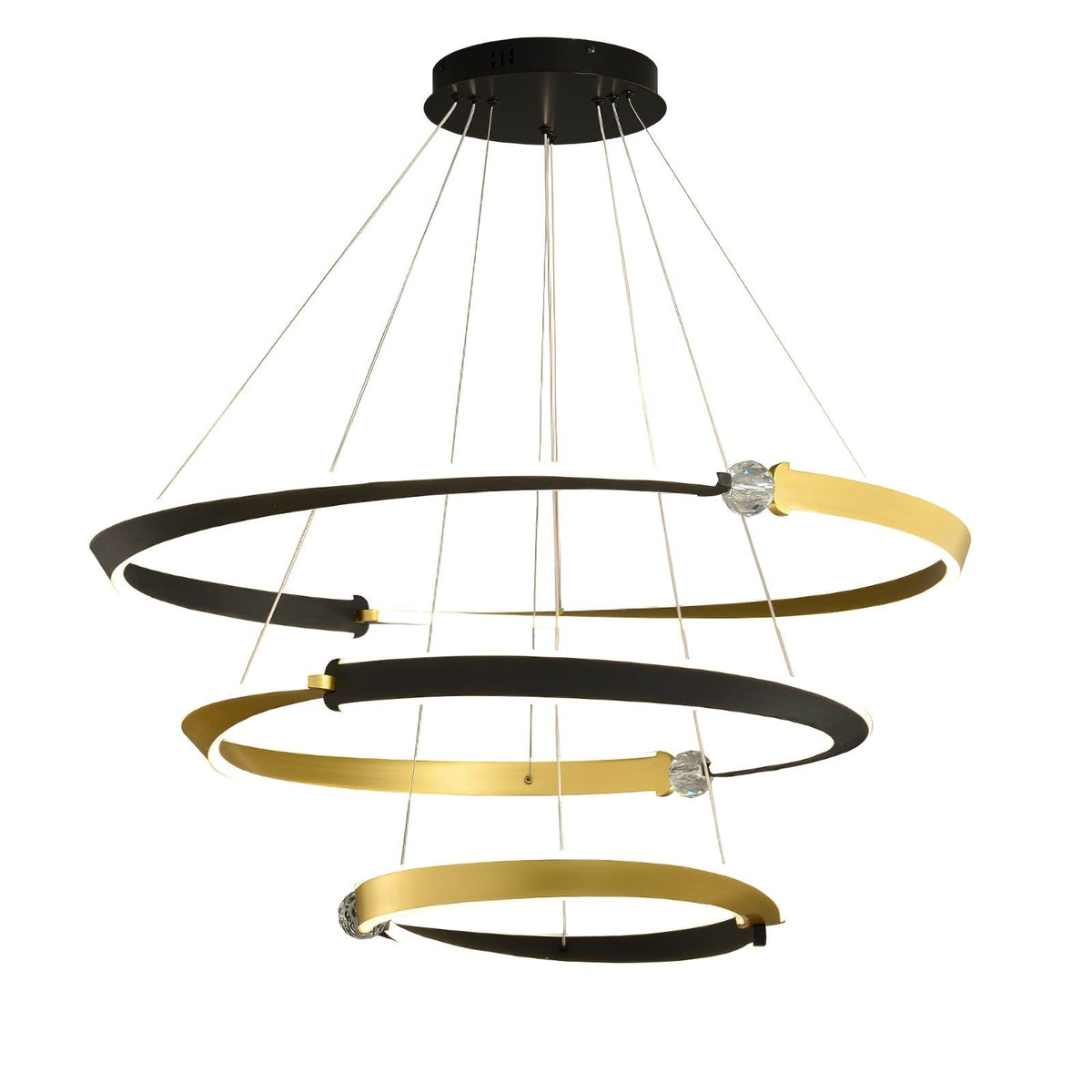 Elyerora Kronleuchter Kronleuchte Kristall Schwarz Gold Essbereich LED