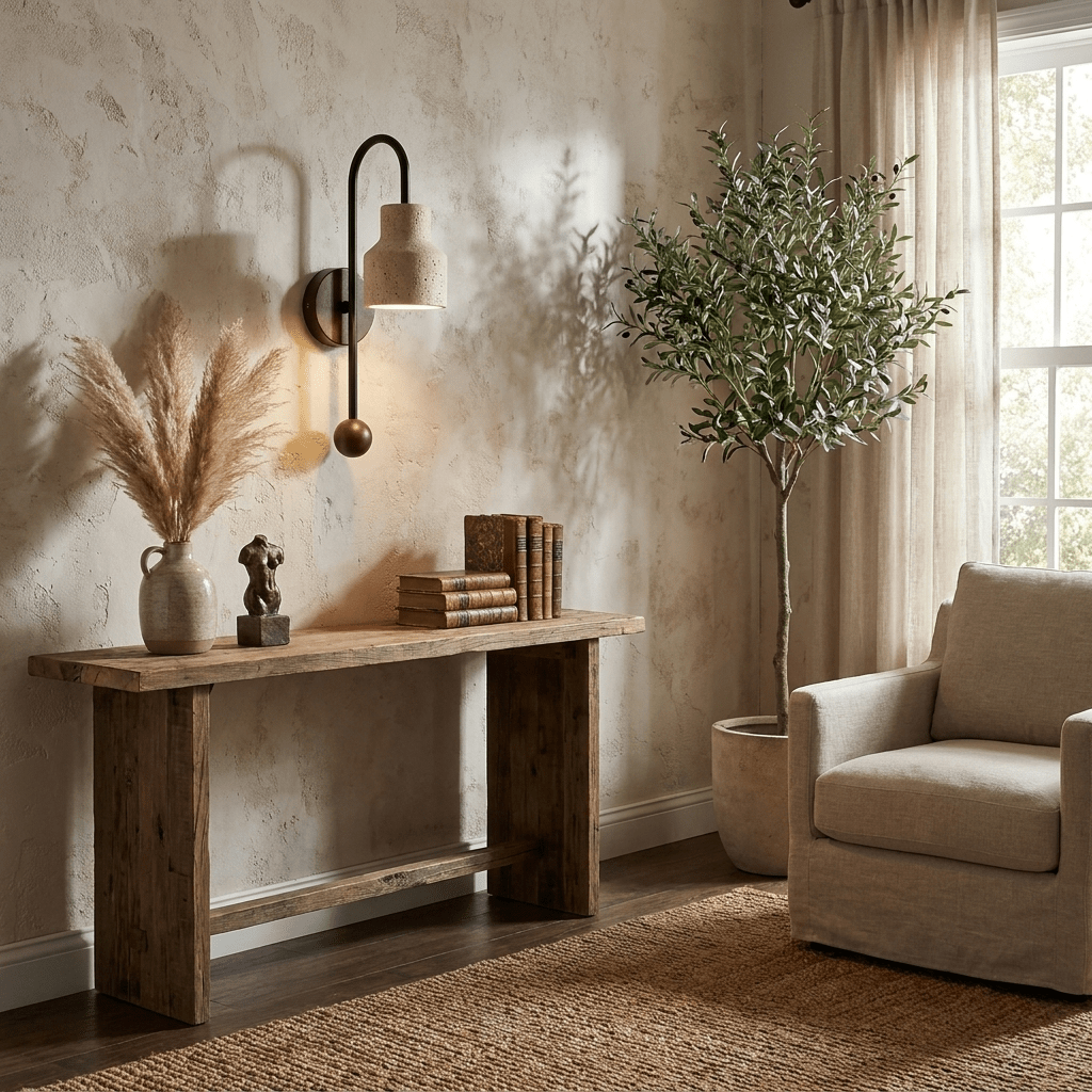 Bell Travertine-Arc-Wandleuchte aus Walnuss-Holz