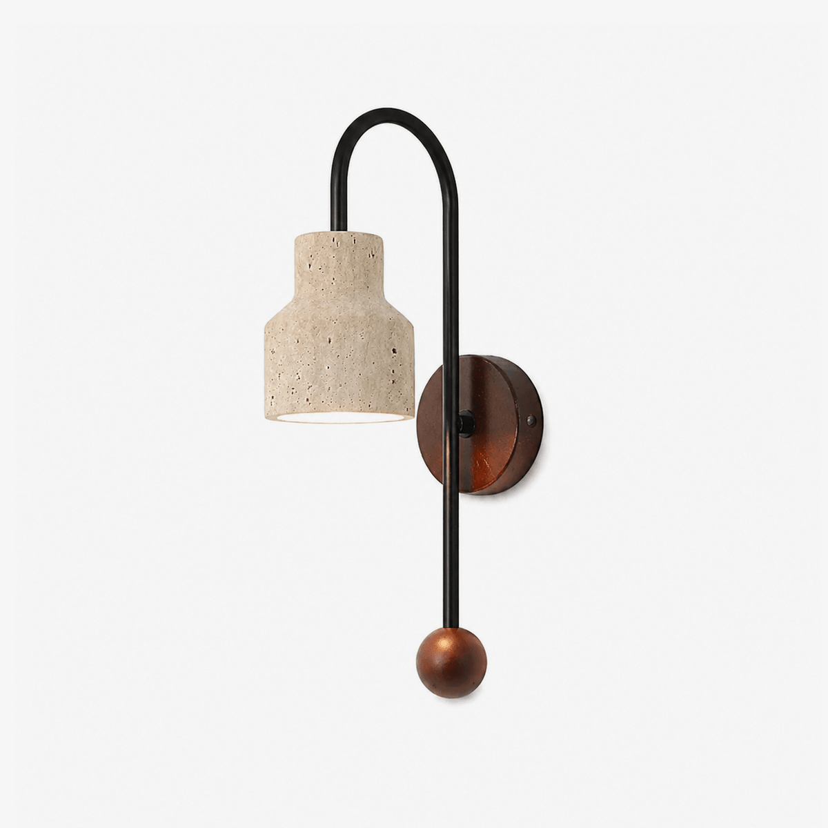 Bell Travertine-Arc-Wandleuchte aus Walnuss-Holz